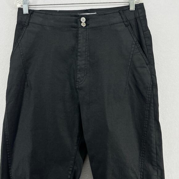 ZARA Jeans Womens 10 Slouchy Wax Coated Jeans Tapered Trouser Cotton Blend Black - Picture 3 of 16